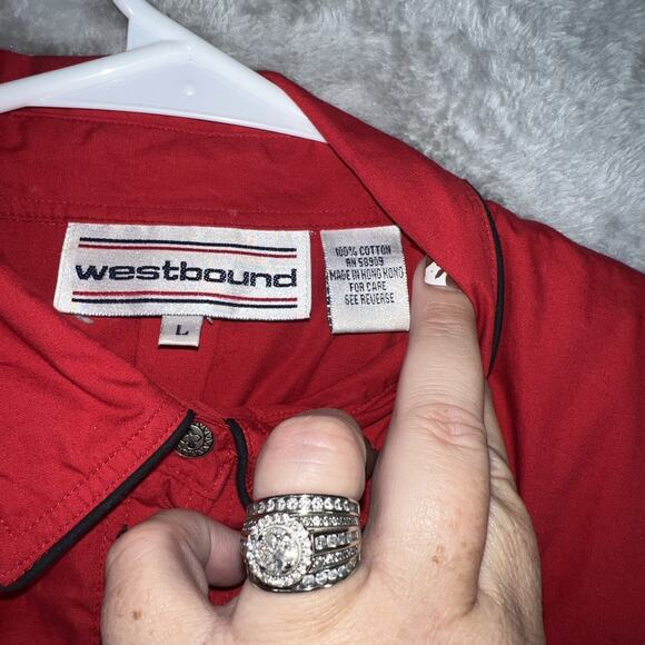 Westbound Red Embroidered Bead Embellished Native American Shirt Women Sz L - Picture 6 of 13